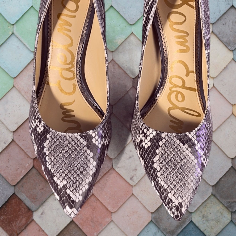Sam Edelman Mint Snake Elise Black Patent Pump - Picture 3 of 4